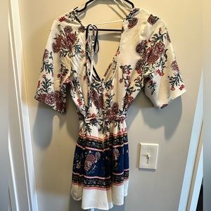 White + Floral Romper